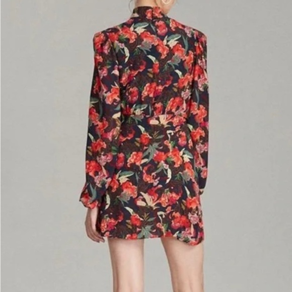 SALONI Demi Mini Dress in Dusk Moonflower size 8 MWT Floral Long Sleeves Silk - Picture 2 of 13